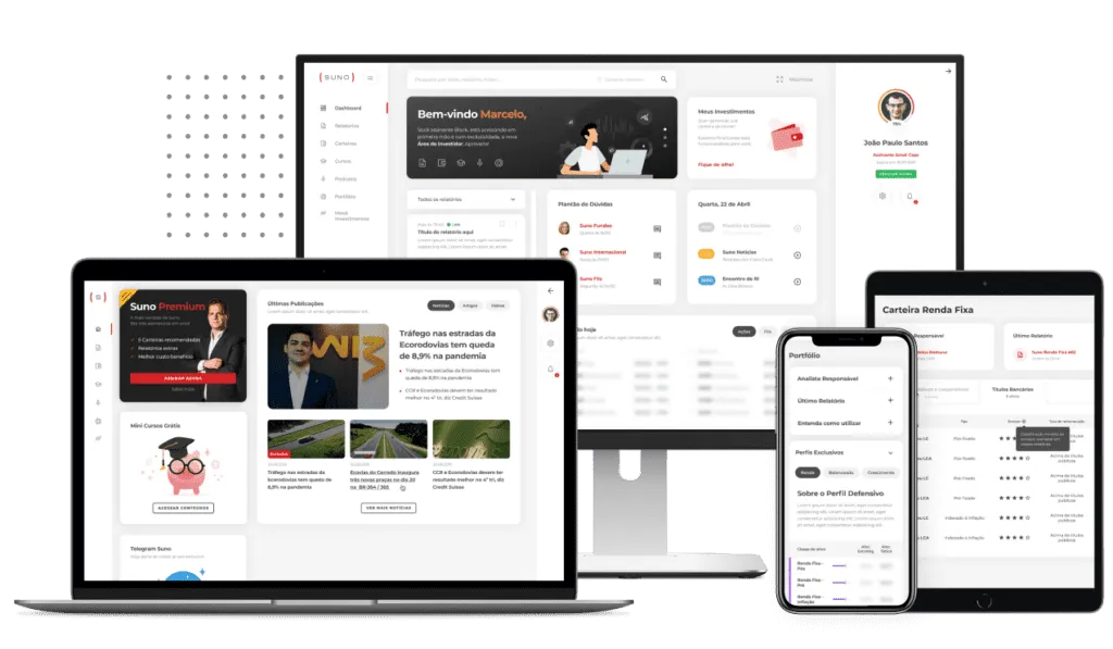 Plataforma Suno Start em desktop, notebook, tablet e celular