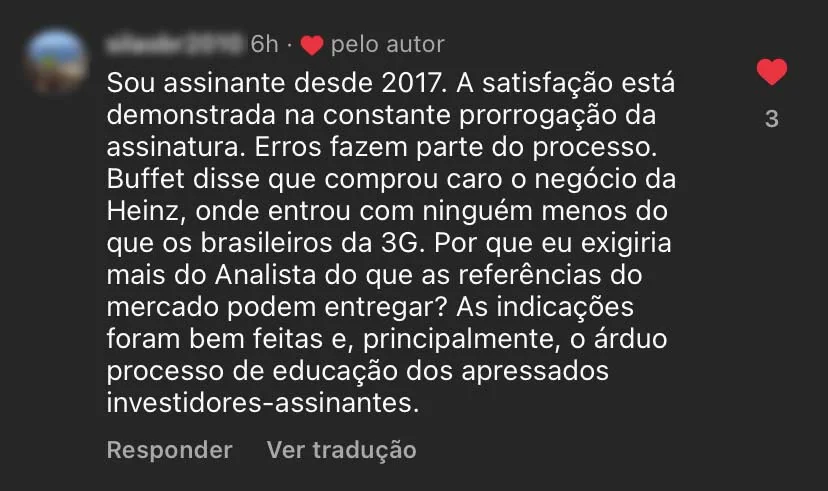Depoimento: sou assinante desde 2017, erros fazem parte do processo